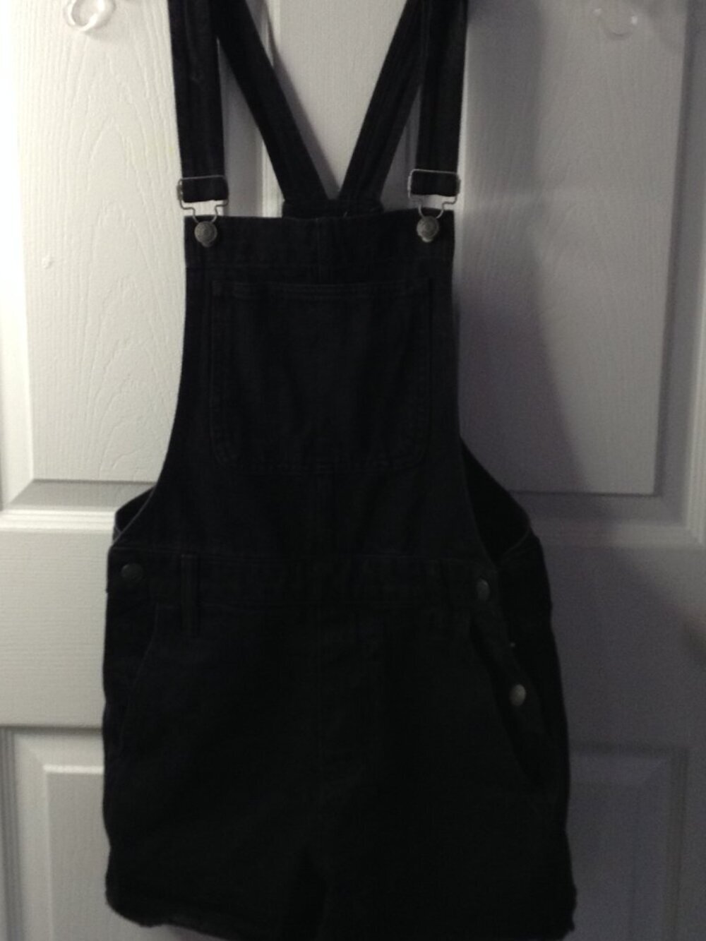 Madewell (J. Crew) Black Denim Overall Shorts XS Funky vibes Y2K Boho Free Spirt